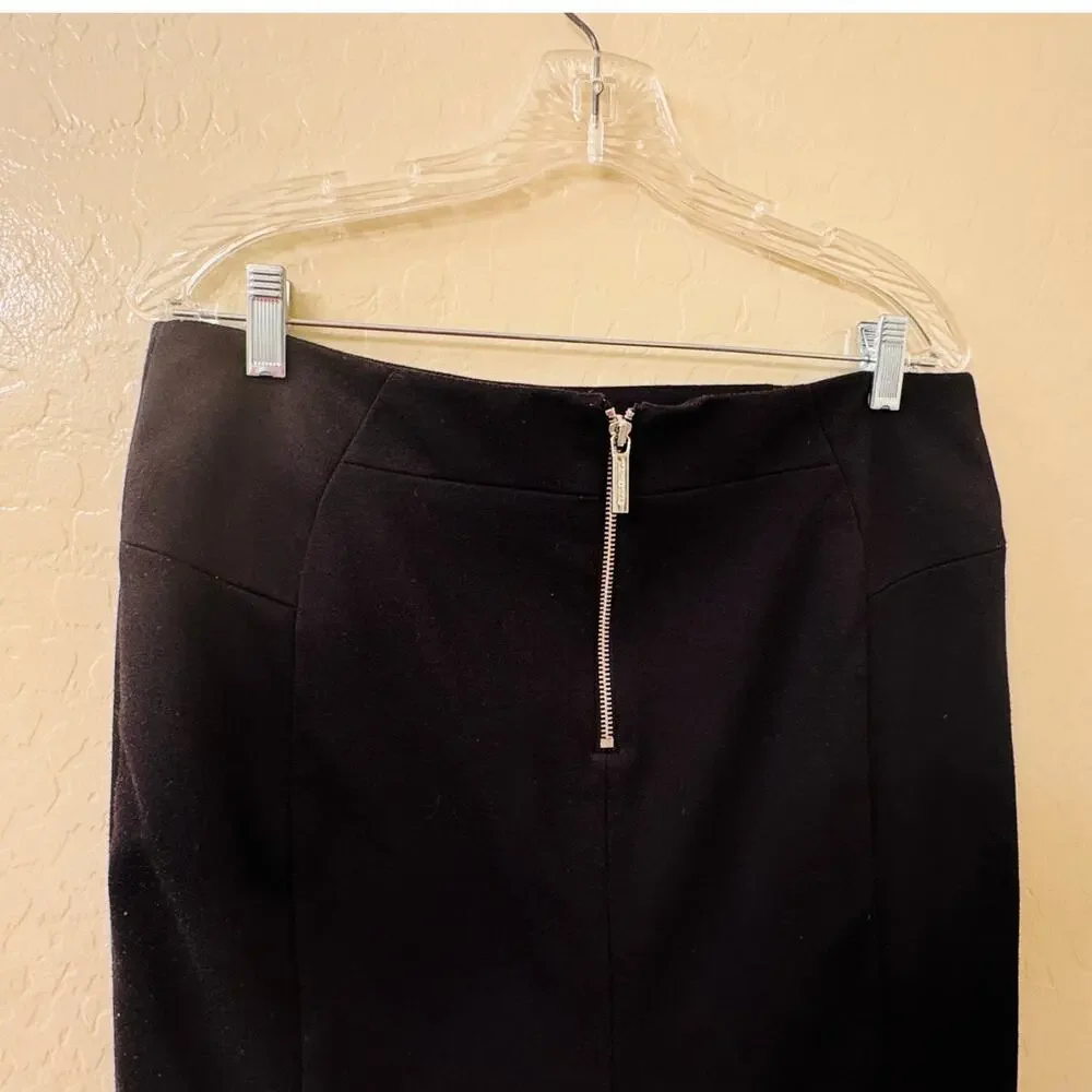 Michael Kors Black Straight Pencil Skirt Zipper Accents Size 12